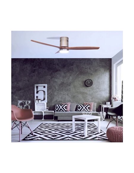 Ventilador com luz LED, madeira escura YEN, 15W 1500Lm CCT