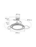 Ventilador LED con aspas plegables ANTILA plata, 60W 6000Lm CCT Dim