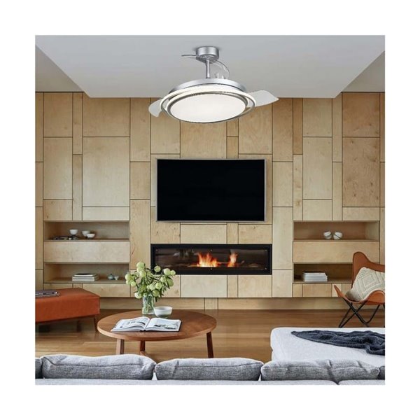 Ventilador LED con aspas plegables ANTILA plata, 60W 6000Lm CCT Dim