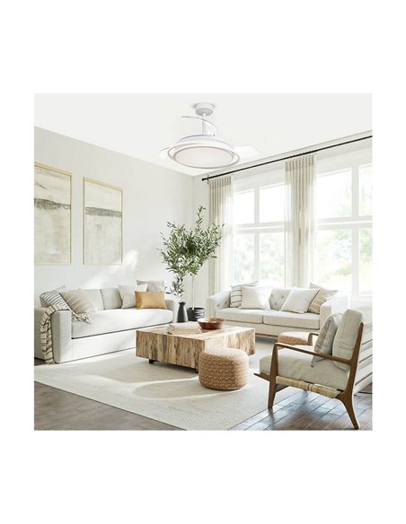 Ventilateur LED ANTILA à pales repliables, blanc, 60 W, 6 000 lm, CCT Dim