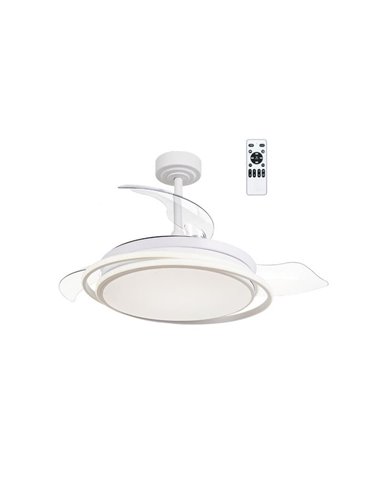 Ventilateur LED ANTILA à pales repliables, blanc, 60 W, 6 000 lm, CCT Dim