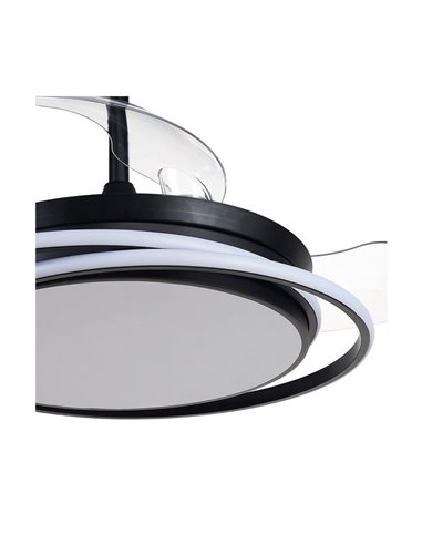 Ventilateur LED ANTILA à pales pliables, noir, 60 W, 6 000 lm, CCT Dim