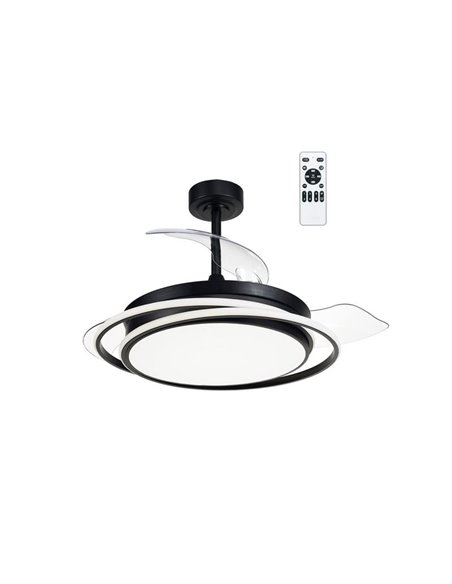 Ventilateur LED ANTILA à pales pliables, noir, 60 W, 6 000 lm, CCT Dim