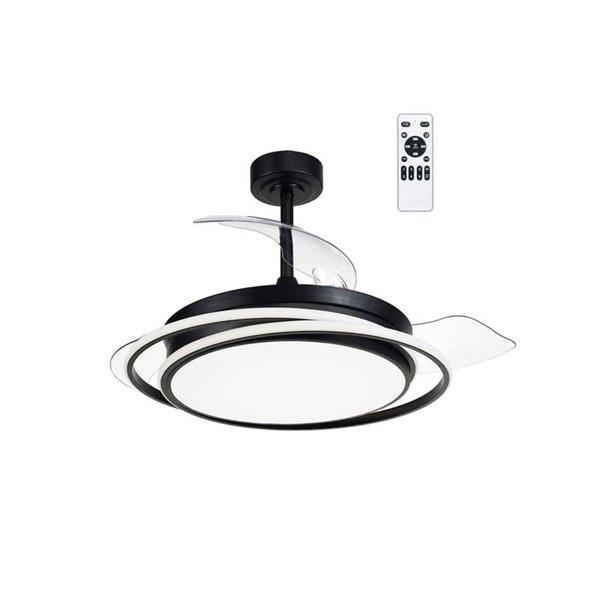 Ventilador LED con aspas plegables ANTILA negro, 60W 6000Lm CCT Dim