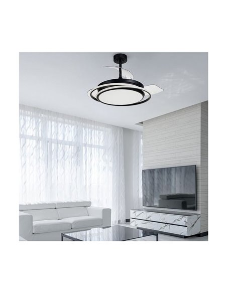 Ventilador LED con aspas plegables ANTILA negro, 60W 6000Lm CCT Dim