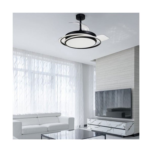 Ventilador LED con aspas plegables ANTILA negro, 60W 6000Lm CCT Dim