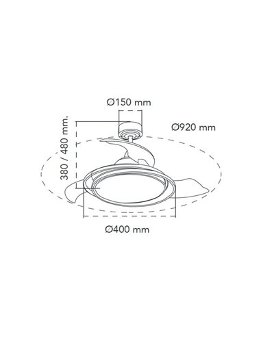 Ventilador de teto ANTILA MINI LED, branco, 40W, 4000 Lm CCT