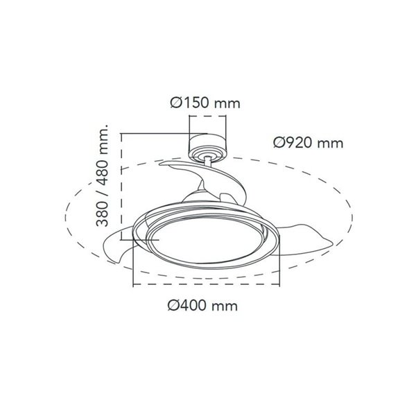 Ventilador de techo LED ANTILA MINI blanco, 40W 4000 Lm CCT