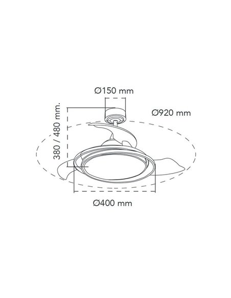 Ventilador de techo LED ANTILA MINI negro, 40W 4000 Lm CCT