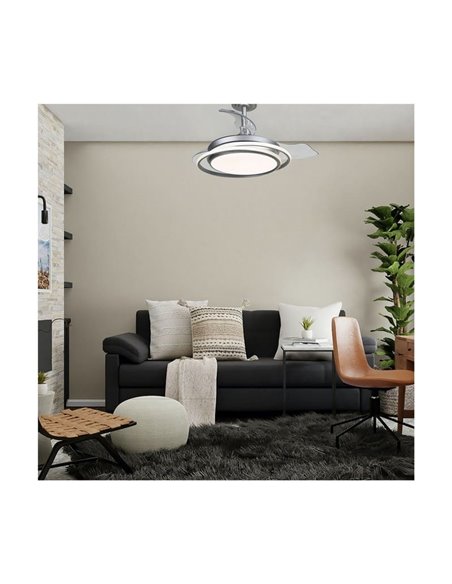 Ventilador de techo LED ANTILA MINI plata, 40W 4000 Lm CCT