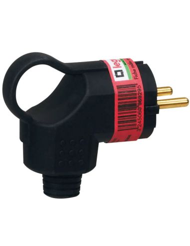 Clavija 2P+T 16A de Caucho con Anillo Tirador – Salida Lateral – Color Negro 096929