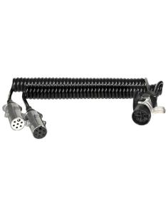 Cable espiral Adaptador 15P a 2x7P (24N+24S) – 24V – 4 a 4,5 m – IP69K – ADR – ISO 12098 D16136 | LeonLeds