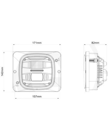 Farol LED embutido 12/24V com farol...