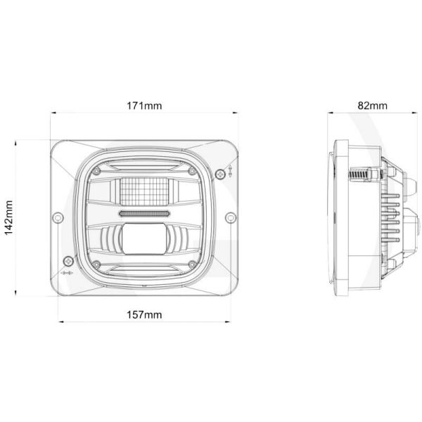 Phare LED encastré 12/24 V avec feux...