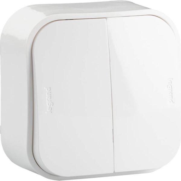 Interrupteur double Legrand 782406 – Encastré, blanc, 2 mécanismes – 64 x 64 mm