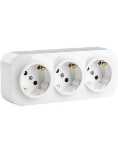 Enchufe de Pared Triple Legrand Forix – 3 Tomas Schuko – Montaje en Superficie – Blanco 782418