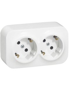 Enchufe de Pared Doble Legrand Forix – 2 Tomas Schuko – Montaje en Superficie – Blanco