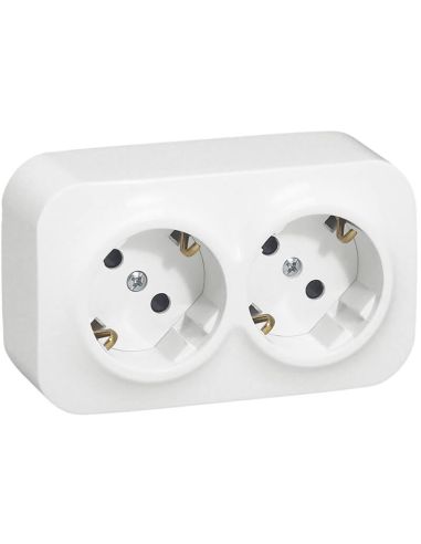 Enchufe de Pared Doble Legrand Forix – 2 Tomas Schuko – Montaje en Superficie – Blanco