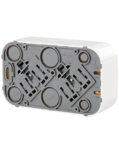Trasera de Enchufe de Pared Doble Legrand Forix – 2 Tomas Schuko – Montaje en Superficie – Blanco