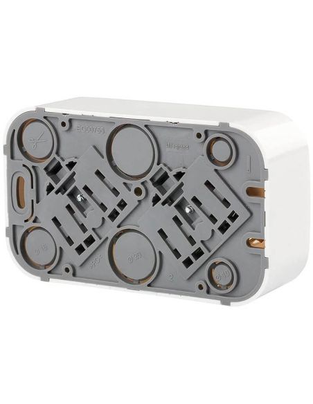 Trasera de Enchufe de Pared Doble Legrand Forix – 2 Tomas Schuko – Montaje en Superficie – Blanco