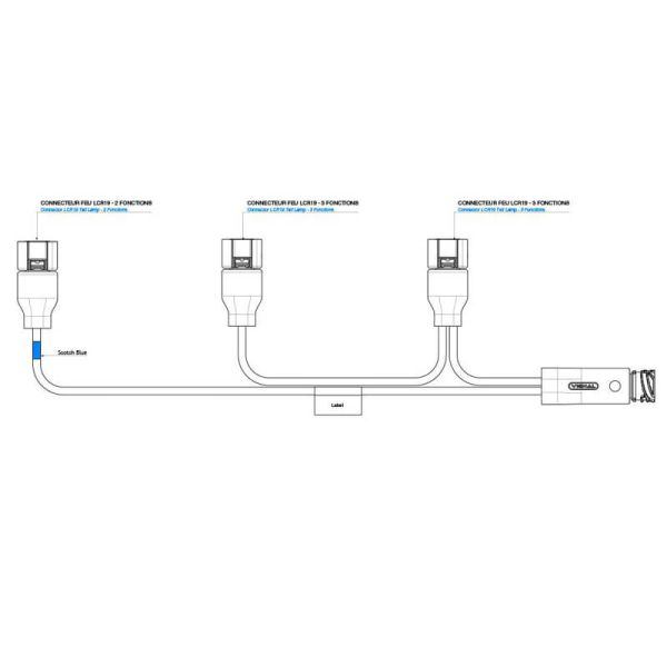 Arnés Vignal FCA para 3 Pilotos LCR19 – Conector 7 Pines AMP + 3 Salidas MCP 4 Pines – Compatible Schmitz