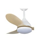 Ventilador LED STEL MINI blanco con palas madera, 20W 1900Lm CCT Dim, Ø92cm