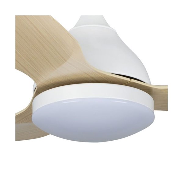 Ventilador LED STEL MINI blanco con palas madera, 20W 1900Lm CCT Dim, Ø92cm