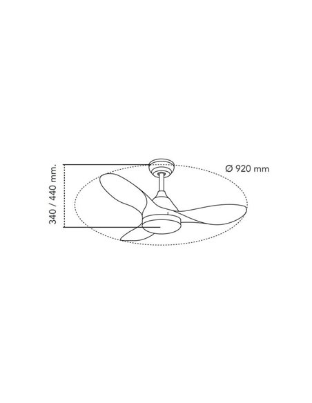 Ventilador LED STEL MINI blanco con palas madera, 20W 1900Lm CCT Dim, Ø92cm