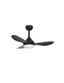 Ventilador LED STEL MINI negro con palas madera, 20W 1900Lm CCT Dim, Ø92cm