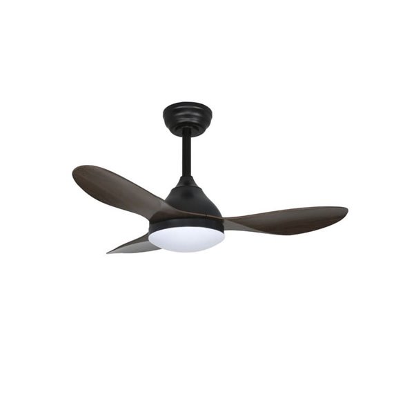 Ventilador LED STEL MINI negro con palas madera, 20W 1900Lm CCT Dim, Ø92cm