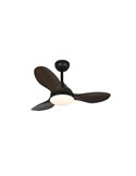 Ventilador LED STEL MINI negro con palas madera, 20W 1900Lm CCT Dim, Ø92cm