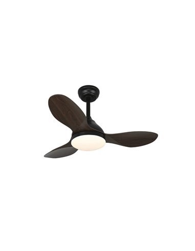 Ventilador LED STEL MINI negro con palas madera, 20W 1900Lm CCT Dim, Ø92cm