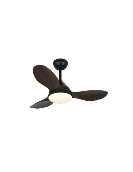 Ventilador LED STEL MINI negro con palas madera, 20W 1900Lm CCT Dim, Ø92cm