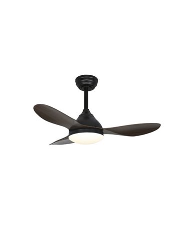 Ventilador LED STEL MINI negro con palas madera, 20W 1900Lm CCT Dim, Ø92cm
