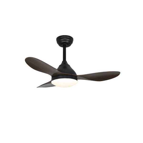 Ventilador LED STEL MINI negro con palas madera, 20W 1900Lm CCT Dim, Ø92cm