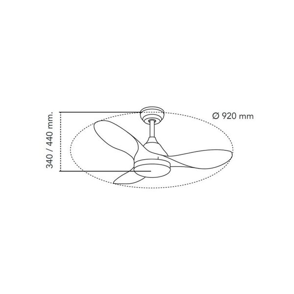 Ventilador LED STEL MINI negro con palas madera, 20W 1900Lm CCT Dim, Ø92cm