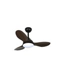 Ventilador LED STEL MINI negro con palas madera, 20W 1900Lm CCT Dim, Ø92cm