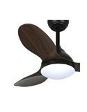 Ventilador LED STEL MINI negro con palas madera, 20W 1900Lm CCT Dim, Ø92cm