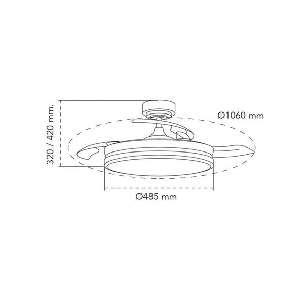 Ventilador LED con aspas plegables PANAM, negro 72W 7920Lm CCT, Ø48,5cm