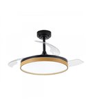 Ventilador LED con aspas plegables PANAM, negro 72W 7920Lm CCT, Ø48,5cm