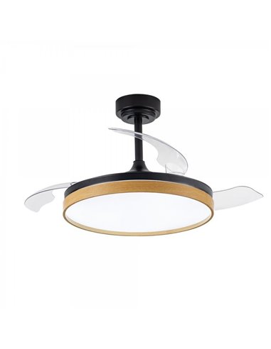 Ventilador LED con aspas plegables PANAM, negro 72W 7920Lm CCT, Ø48,5cm