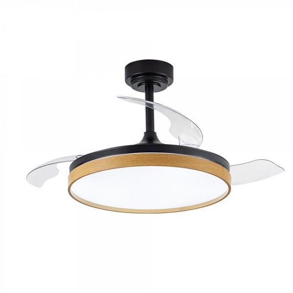 Ventilador PANAM LED com pás dobráveis, preto 72W 7920Lm CCT, Ø48,5cm