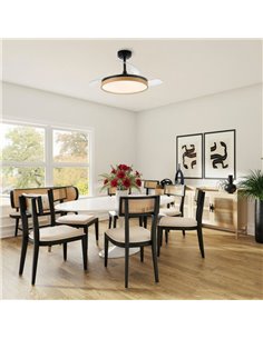 Ventilador PANAM LED com pás dobráveis, preto 72W 7920Lm CCT, Ø48,5cm 2