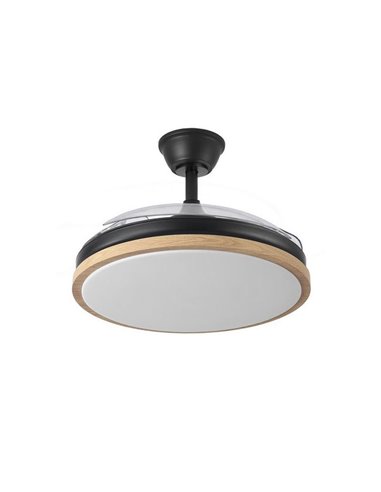 Ventilador LED con aspas plegables PANAM, negro 72W 7920Lm CCT, Ø48,5cm