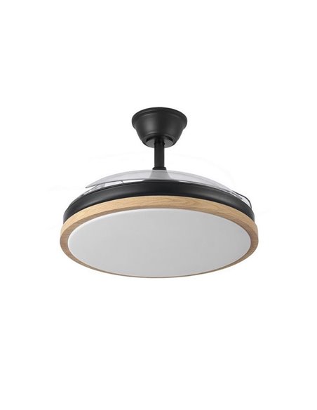 Ventilador LED con aspas plegables PANAM, negro 72W 7920Lm CCT, Ø48,5cm