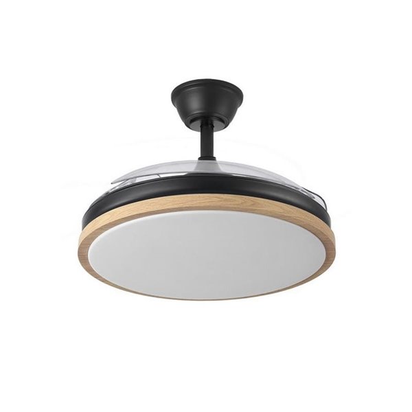 Ventilador LED con aspas plegables PANAM, negro 72W 7920Lm CCT, Ø48,5cm