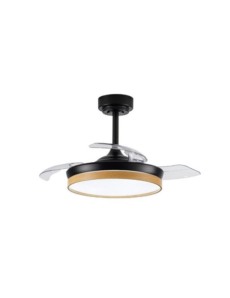 Ventilateur LED PANAM MINI à pales repliables, noir 46W 5520Lm CCT, Ø39cm