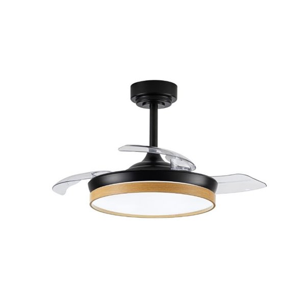 Ventilador LED con aspas plegables PANAM MINI,  negro 46W 5520Lm CCT, Ø39cm