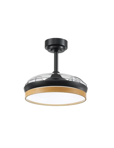 Ventilateur LED PANAM MINI à pales repliables, noir 46W 5520Lm CCT, Ø39cm