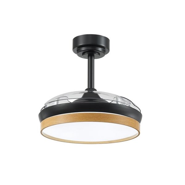 Ventilador LED con aspas plegables PANAM MINI,  negro 46W 5520Lm CCT, Ø39cm